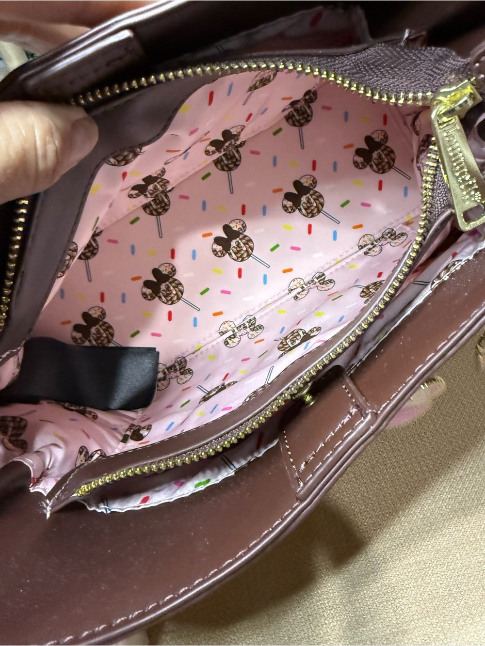Loungefly Pink & Brown Minnie Sprinkle Charm Crossbody NWT - Picture 9 of 12